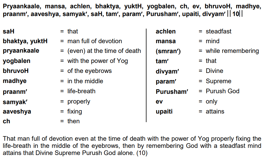 Bhagavad Gita Chapter 8 Verse 10