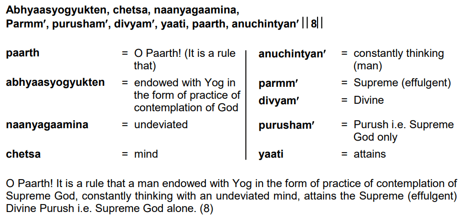 Bhagavad Gita Chapter 8 Verse 8